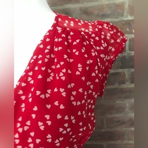 Urban Outfitters red flirty dress with white polka dot hearts XS